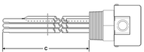 CC-3041 Model: 3000W @ 240V 1-Phase 11" Immersion Length Unregulated Copper Sheath With Brass 2-1/2" NPT Screw Plug Immersion Elements