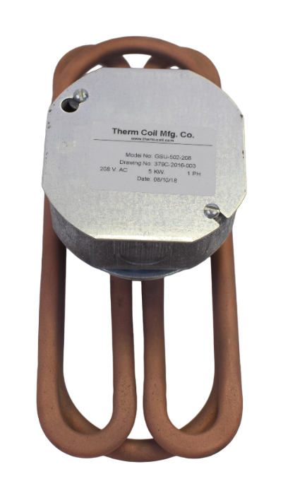 GSU-502-208: 5,000 W @ 208 VAC, Single-phase, Copper Urn Heater (No Cutout)